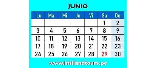Calendario Junio 2019